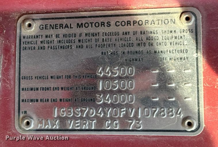 image for item DX1148 1985 Chevrolet Kodiak  digger derrick truck