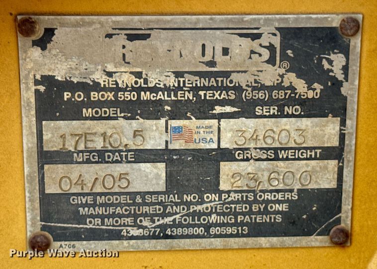 image for item DX1182 2004 Reynolds 17E10.5 scraper