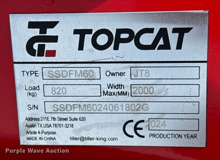 image for item DX1202 2024 TopCat  SSDFM60 skid steer mulcher