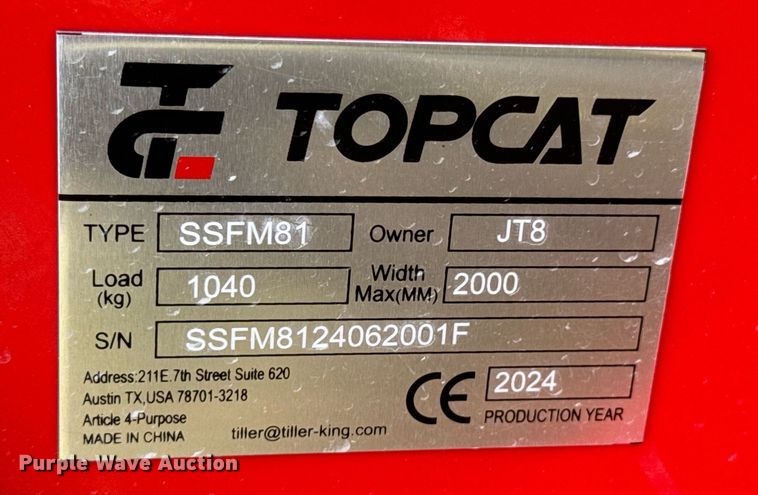 image for item DX1203 2024 TopCat SSFM81 skid steer mulcher