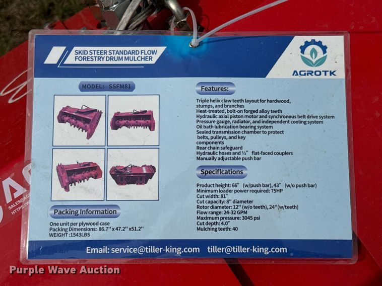 image for item DX1203 2024 TopCat SSFM81 skid steer mulcher