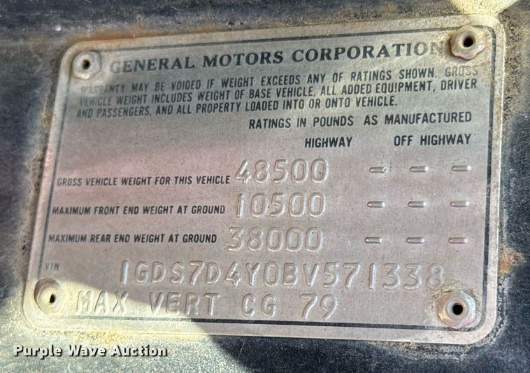 image for item DX1238 1981 GMC Topkick C6000 truck with tree spade