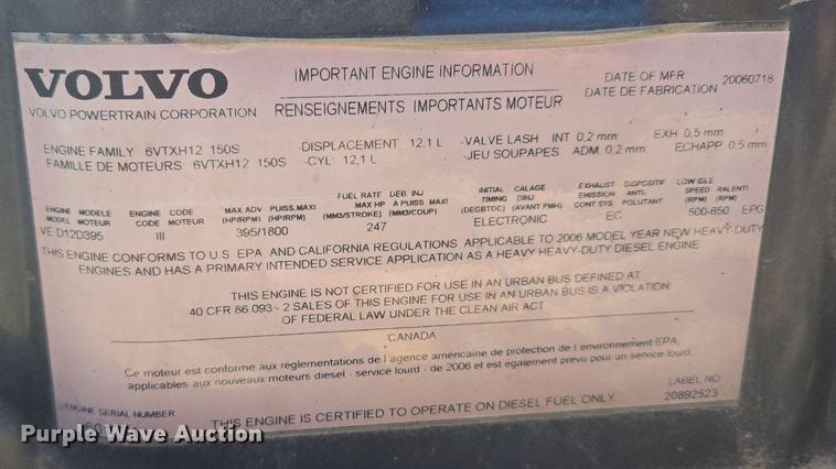 image for item EE8484 2007 Volvo  VNM semi truck