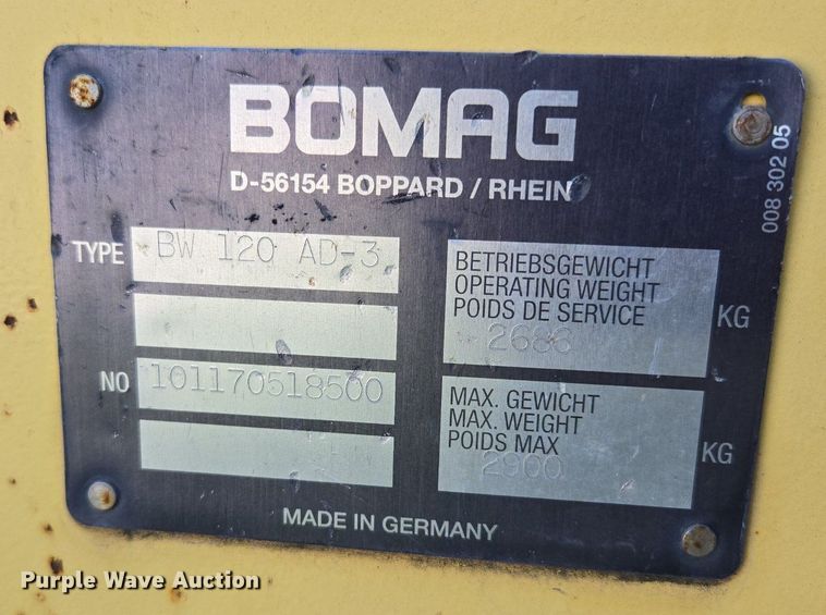 image for item EE8486 2003 Bomag  BW120 AD-3 double drum vibratory roller