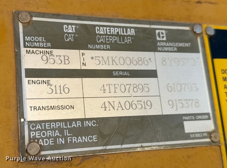 image for item EH6985 1993 Caterpillar 953B track loader