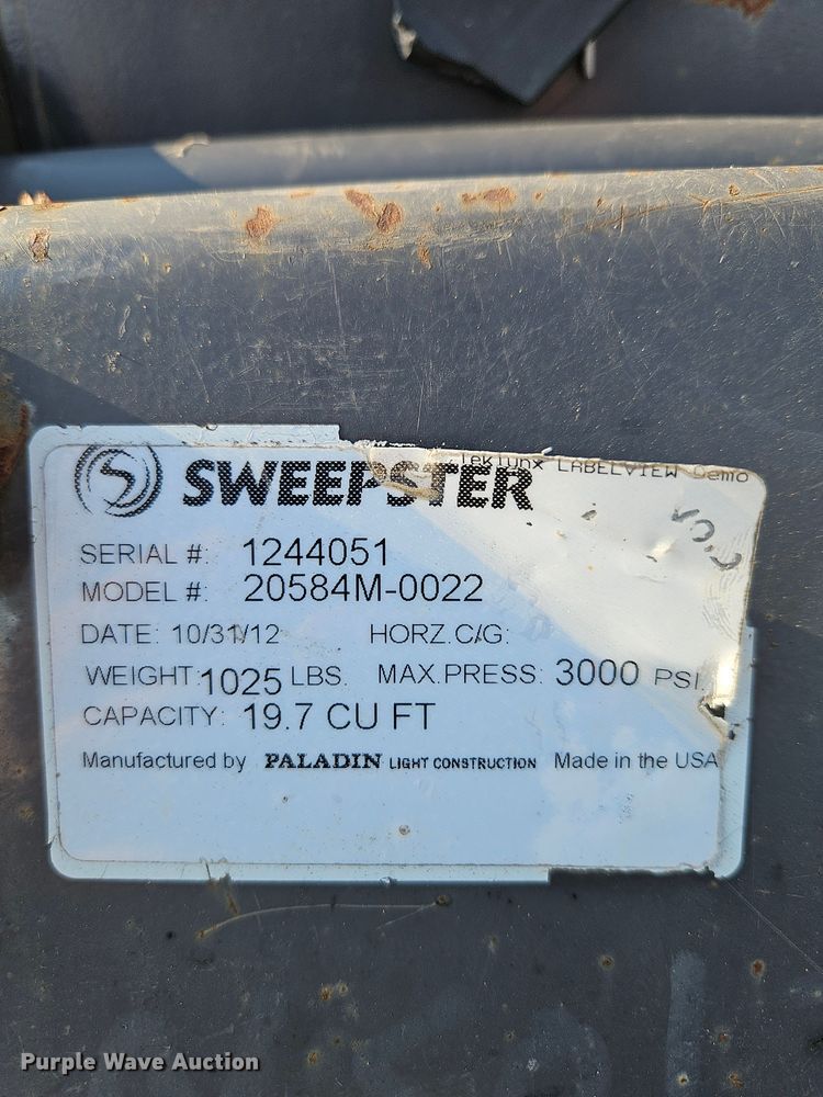 image for item EI8292 2012 Sweepster 20584M-0022 skid steer sweeper
