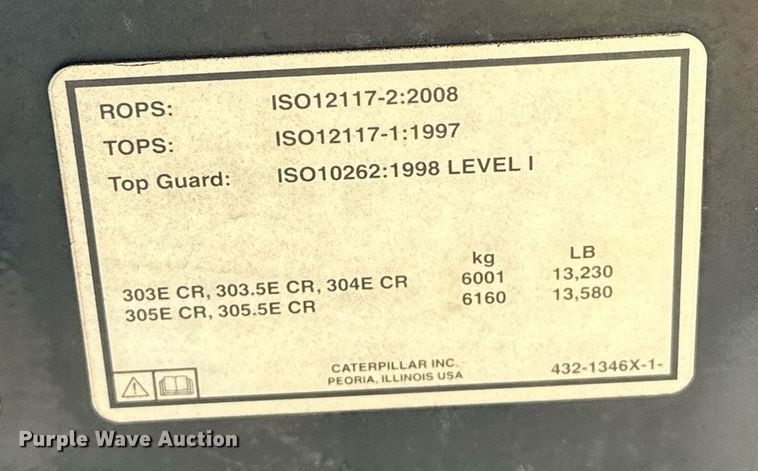 image for item EJ8968 2014 Caterpillar  303.5E mini excavator