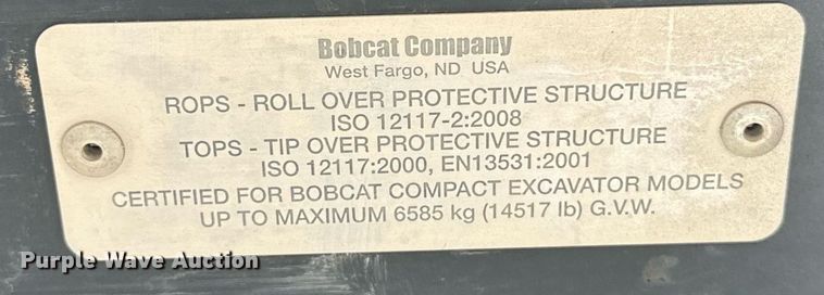 image for item EJ8969 2014 Bobcat E35 mini excavator