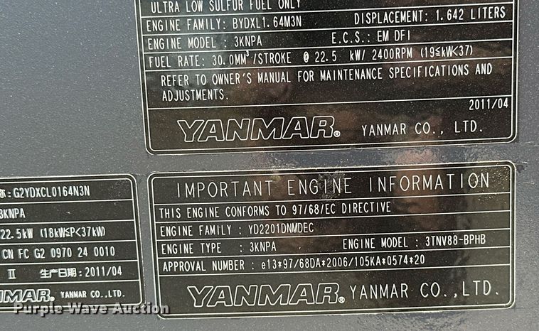 image for item EJ8970 2011 Hitachi  Zaxis 35U-3 mini excavator