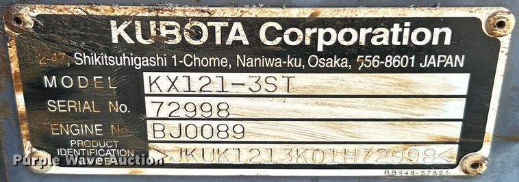 image for item EK3246 2011 Kubota  KX121-3ST mini excavator