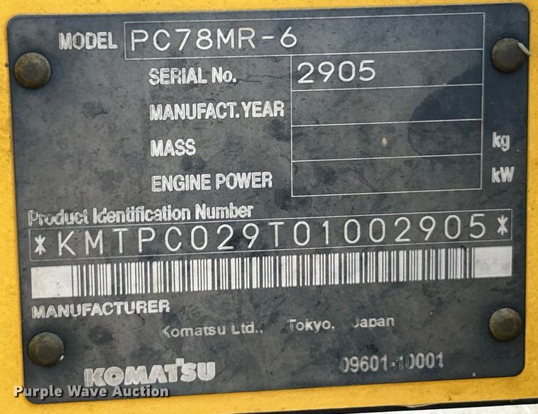 image for item EK3249 2007 Komatsu  PC78MR-6 mini excavator