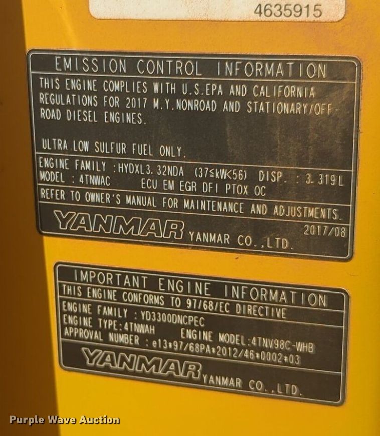 image for item EQ2049 2018 John Deere 60G mini excavator