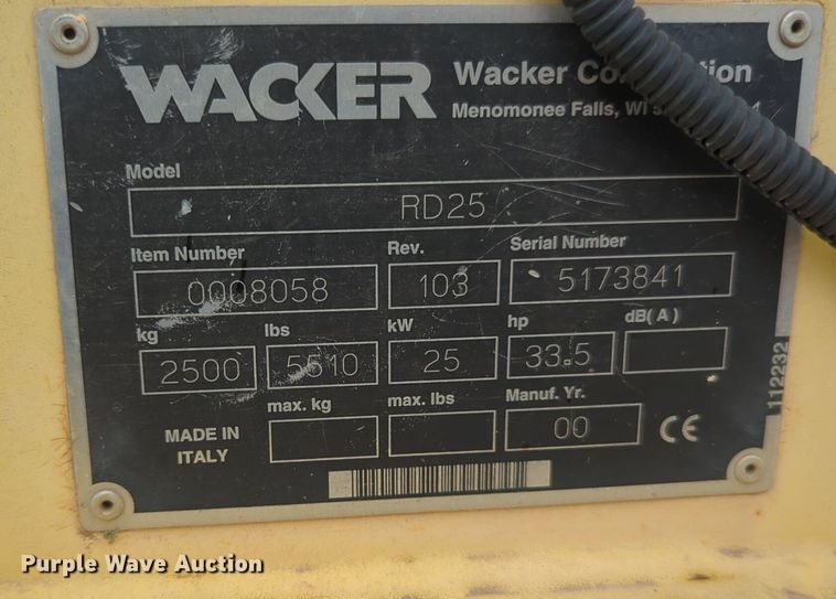 image for item EQ2067 2001 Wacker  RD25 double drum roller
