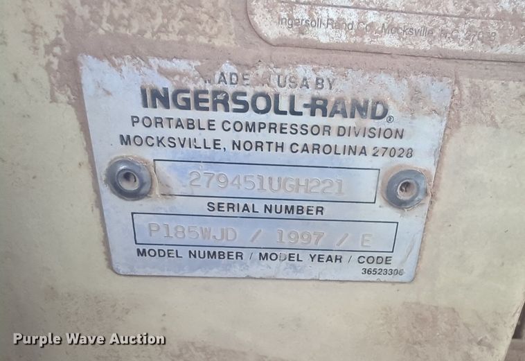 image for item EQ2070 1997 Ingersoll Rand  185 air compressor