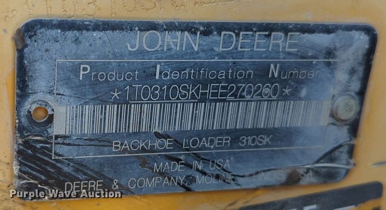 image for item EQ2090 2014 John Deere 310SK backhoe