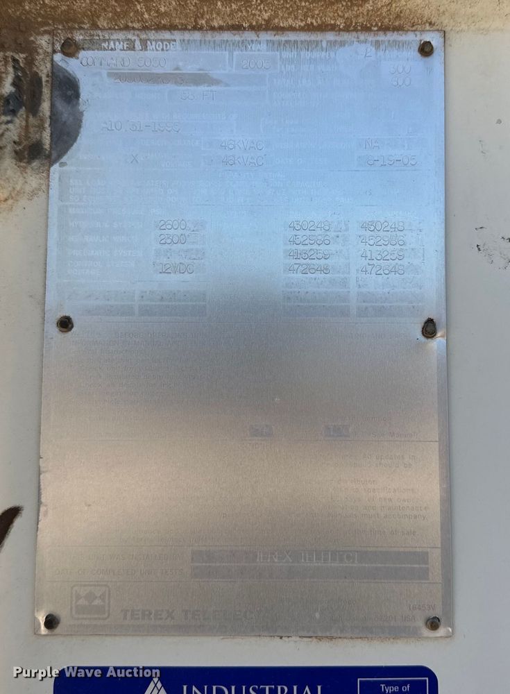 image for item IB9477 Terex Telelect Command 5050 digger derrick bed