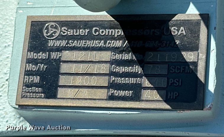 image for item IB9485 2018 Sauer 121L air compressor