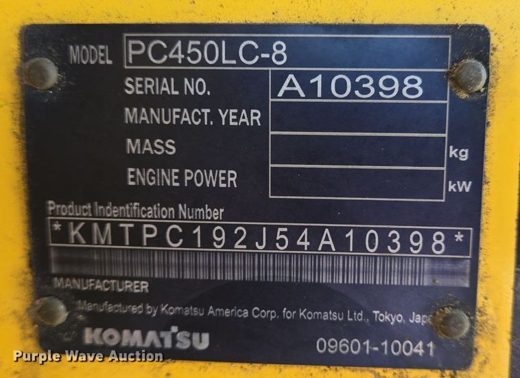 image for item LG9007 2011 Komatsu PC450LC-8 excavator