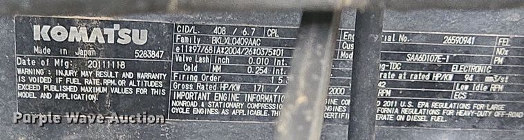 image for item LG9008 2012 Komatsu WA320-6 wheel loader