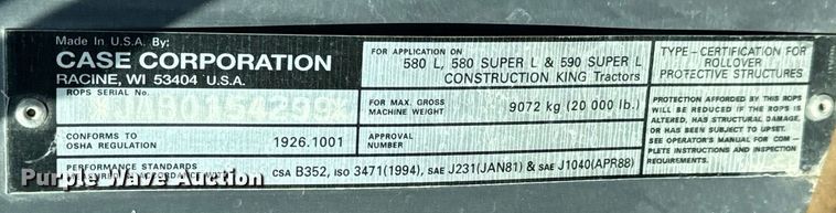 image for item MV9128 1998 Case 580 Super L backhoe