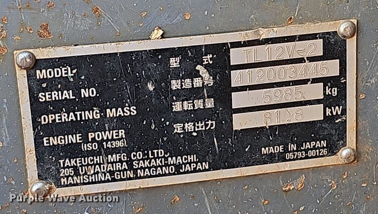 image for item NX9128 2021 Takeuchi  TL12V2 tracked skid steer loader