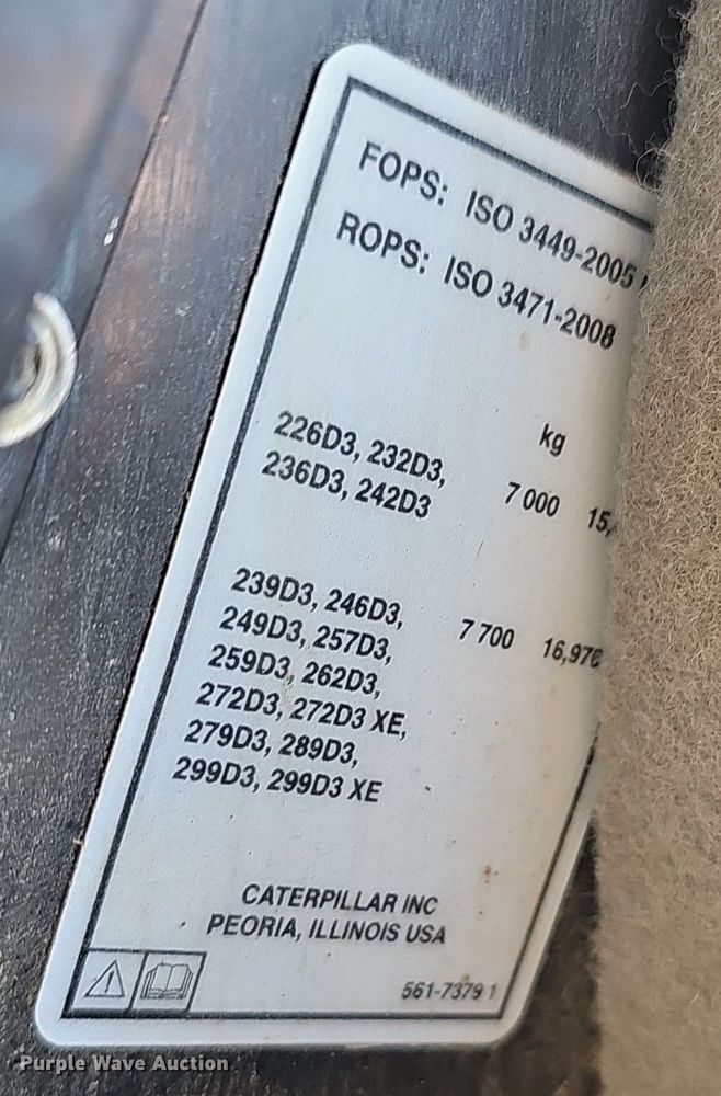 image for item NX9144 2019 Caterpillar  289D3 tracked skid steer loader