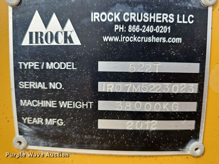 image for item NX9160 2012 IROCK 522T screening plant