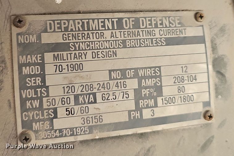 image for item NX9208 1978 Fermont MEP006A generator