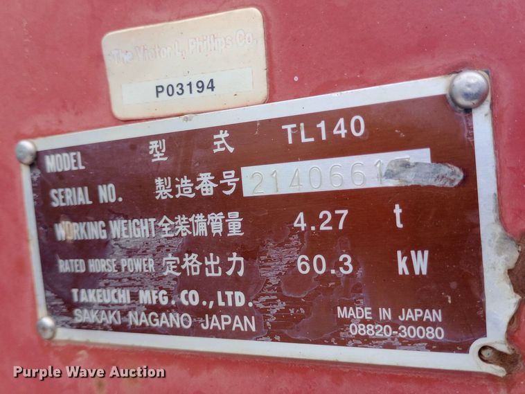 image for item NY9333 Takeuchi TL140 tracked skid steer loader