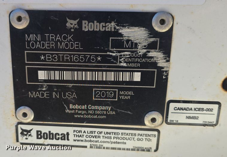 image for item OD9732 2019 Bobcat MT85 compact utility loader