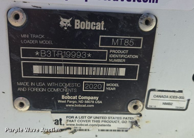 image for item OD9733 2020 Bobcat MT85 compact utility loader