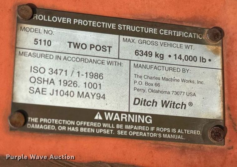 image for item OG9663 1997 Ditch Witch 5110DD trencher