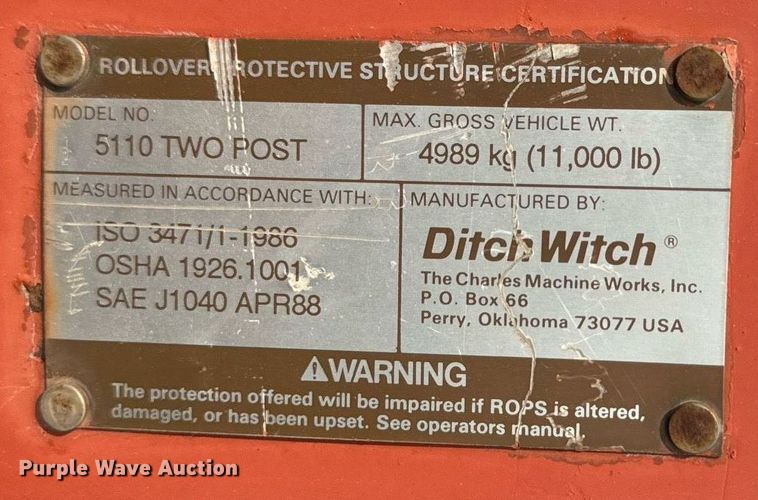 image for item OG9665 1996 Ditch Witch 5110DD trencher