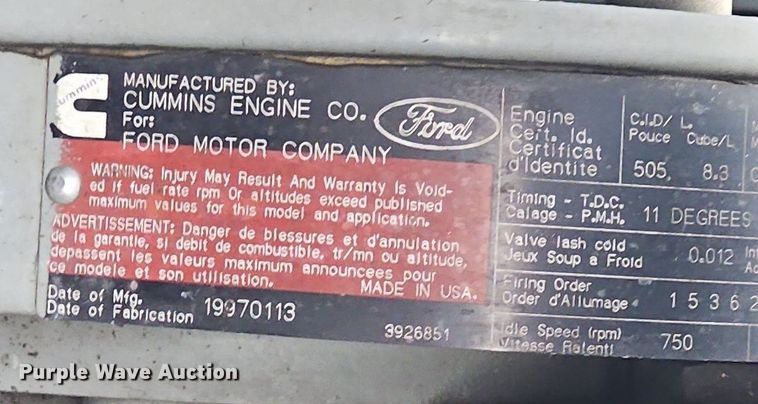 image for item OJ9812 1997 Ford Louisville  sewer jetter truck