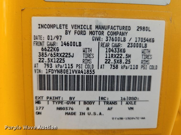 image for item OJ9812 1997 Ford Louisville  sewer jetter truck