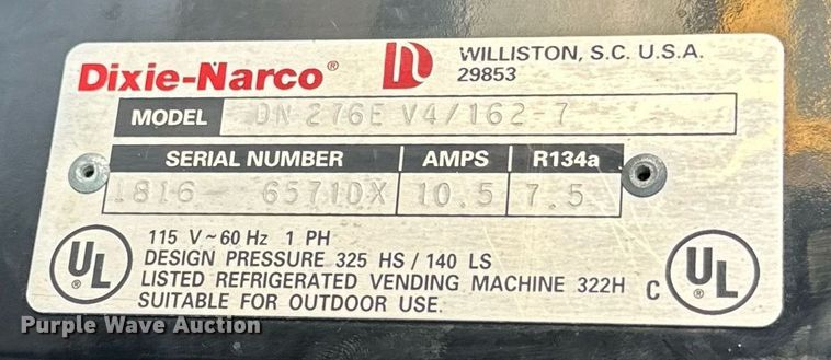 image for item DD3222 Dixie Narco DN276EV4 vending machine 