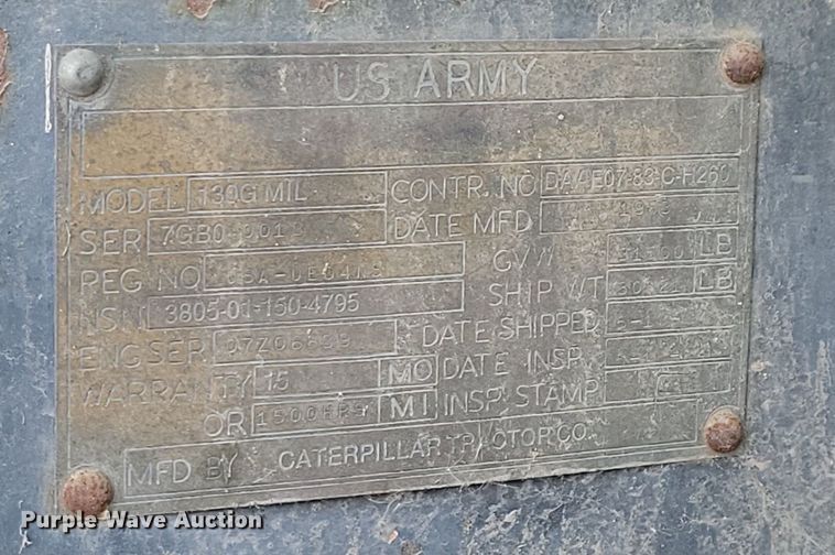 image for item DN3524 1985 Caterpillar 130G MIL motor grader