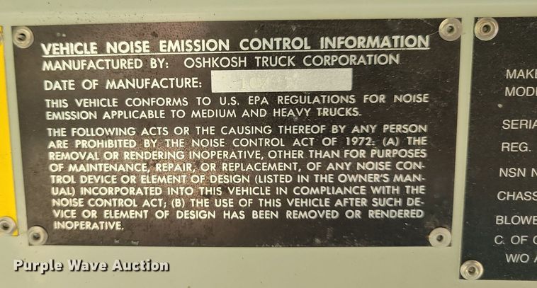 image for item DN3525 1992 Oshkosh HB2518-MP3 snow blower truck