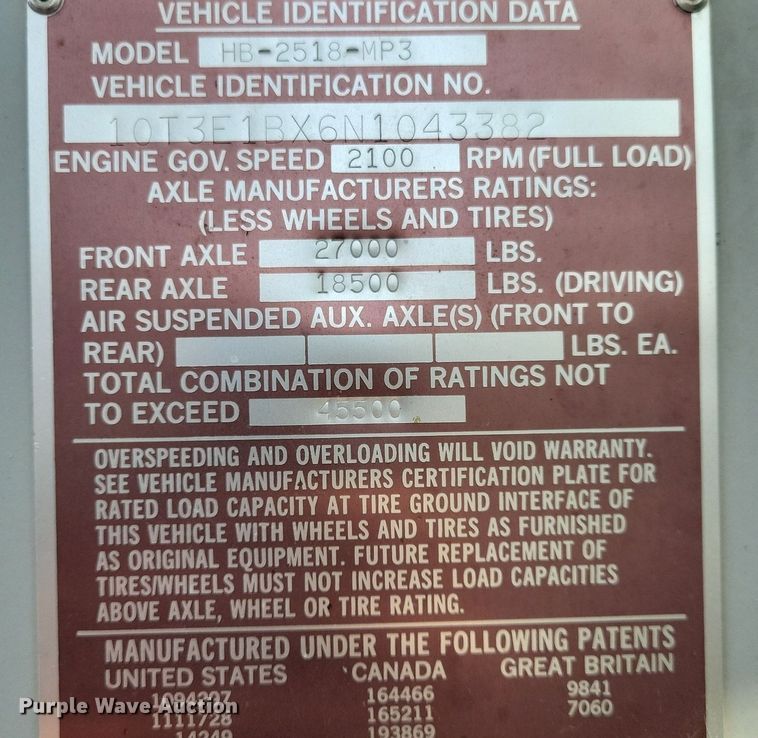 image for item DN3525 1992 Oshkosh HB2518-MP3 snow blower truck