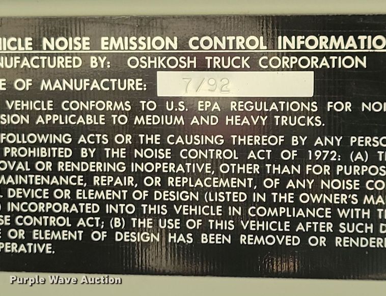 image for item DN3526 1992 Oshkosh HB2518-MP3 snowblower truck