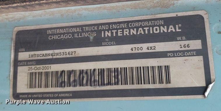 image for item DO2959 2002 International 4700 dump truck