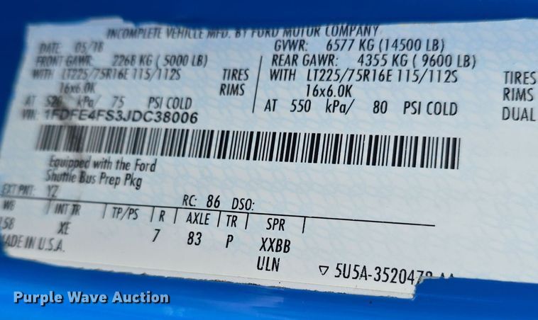 image for item DQ4558 2018 Senator II ST69923C shuttle bus