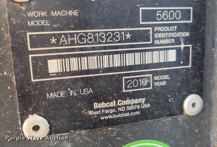 image for item DR4476 2016 Bobcat 5600 utility vehicle