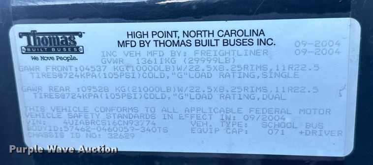 image for item DX3576 2006 Thomas school bus