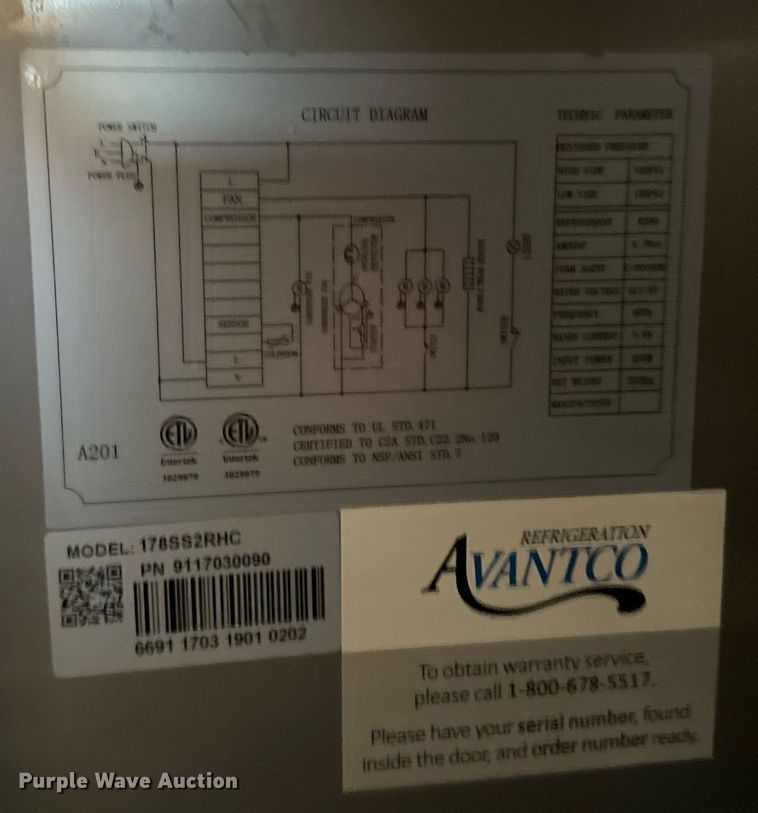 image for item DX3579 Avantco refrigerator and freezer