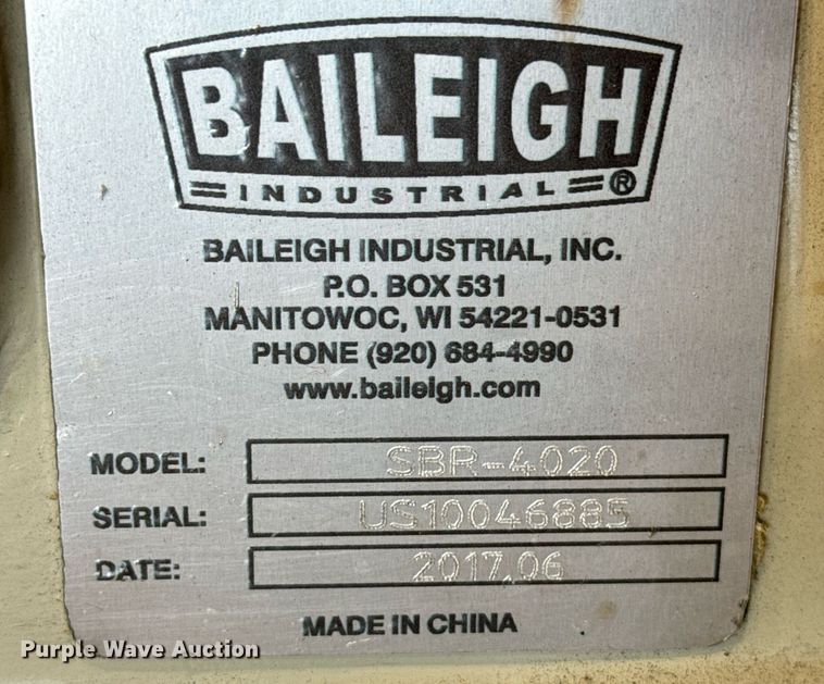 image for item DX3584 2017 Baileigh SBR-4020 sheet metal brake