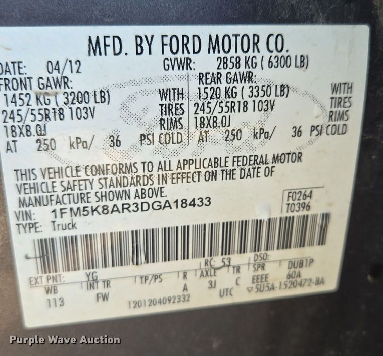 image for item EE8501 2013 Ford  Explorer Police Interceptor  SUV