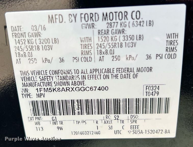 image for item EJ2993 2016 Ford Explorer Police Interceptor SUV