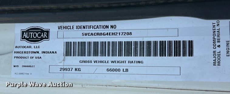 image for item EJ3003 2014 AutoCar Xpeditor  refuse truck