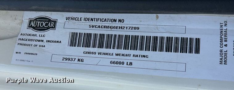 image for item EJ3004 2014 AutoCar Xpeditor refuse truck